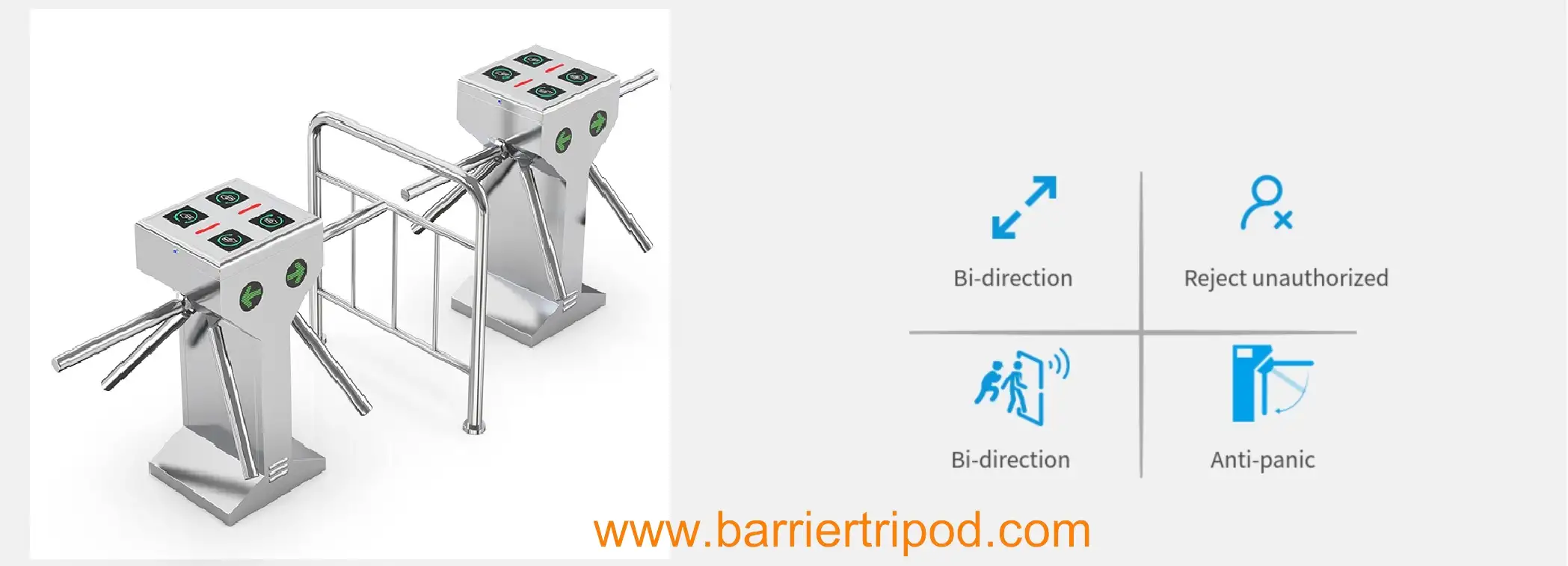 Cổng xoay đôi tripod turnstile inox tự động