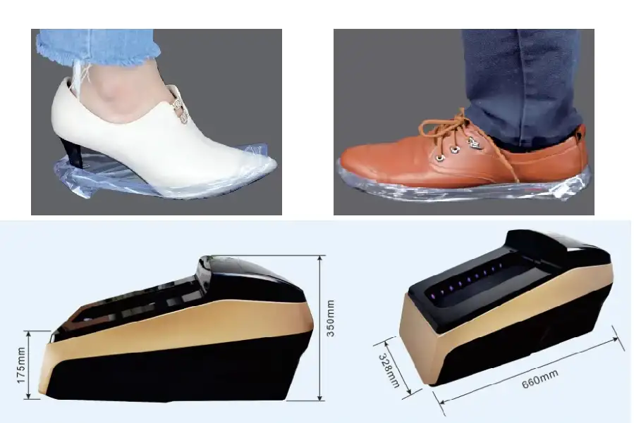 kích thước máy đeo bao giày tự động